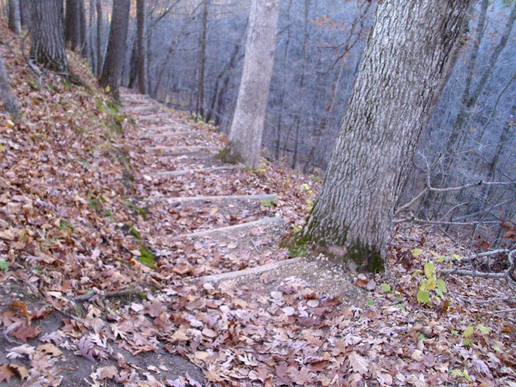 A combination of steep steps and no handholds makes this part of the trail difficult.