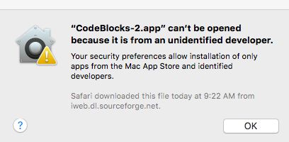 The Gatekeeper error tells you that it won't allow you to install software from unknown publishers.